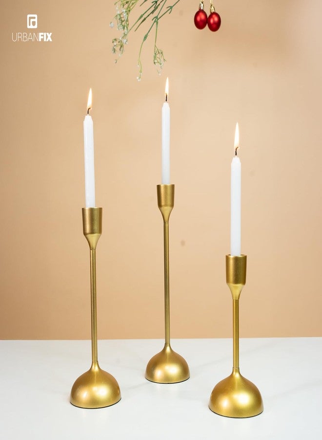 UrbanFix Metal Royal Candle Holders for Tapered Candles, (Pack of 3, Golden), Christmas Candle Holder, Tealight Holder, Best Gift for Christmas Decor, Christmas Decoration, Dining Table - Image 4